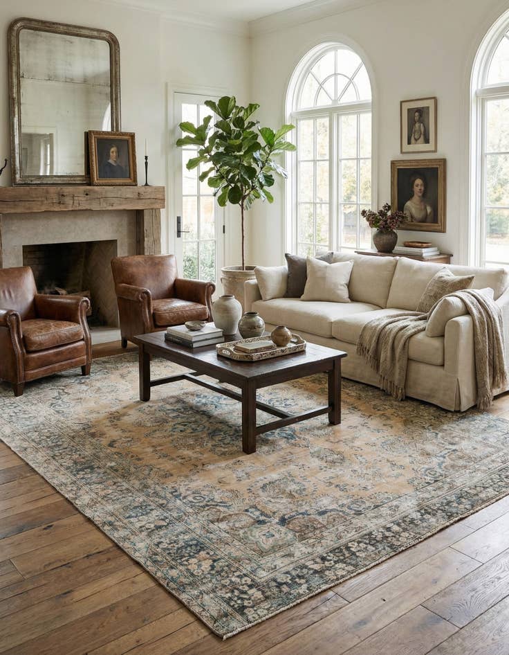 Detail image of 9' 6 x 11' 10  Hand Knotted Ultra Vintage Persian Wool Rug