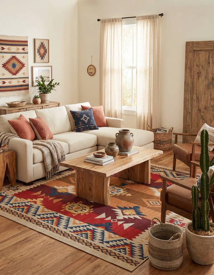 Detail image of 10' x 10' Easy-Clean Baja Indoor / Outdoor Square Rug