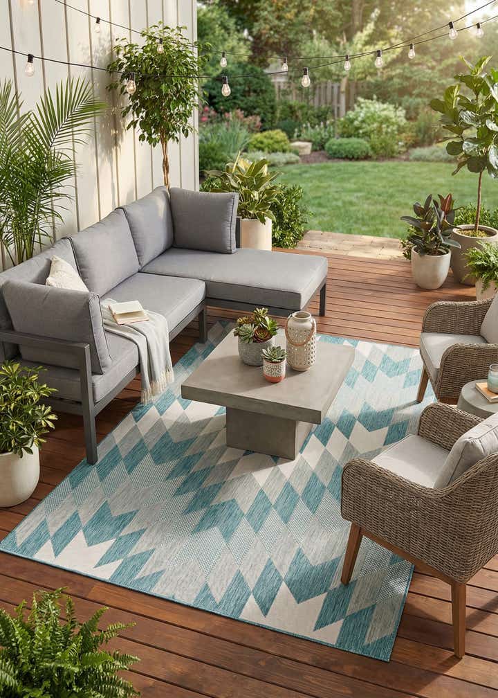 6' x 9' Easy-Clean Modern Indoor / Outdoor Rug