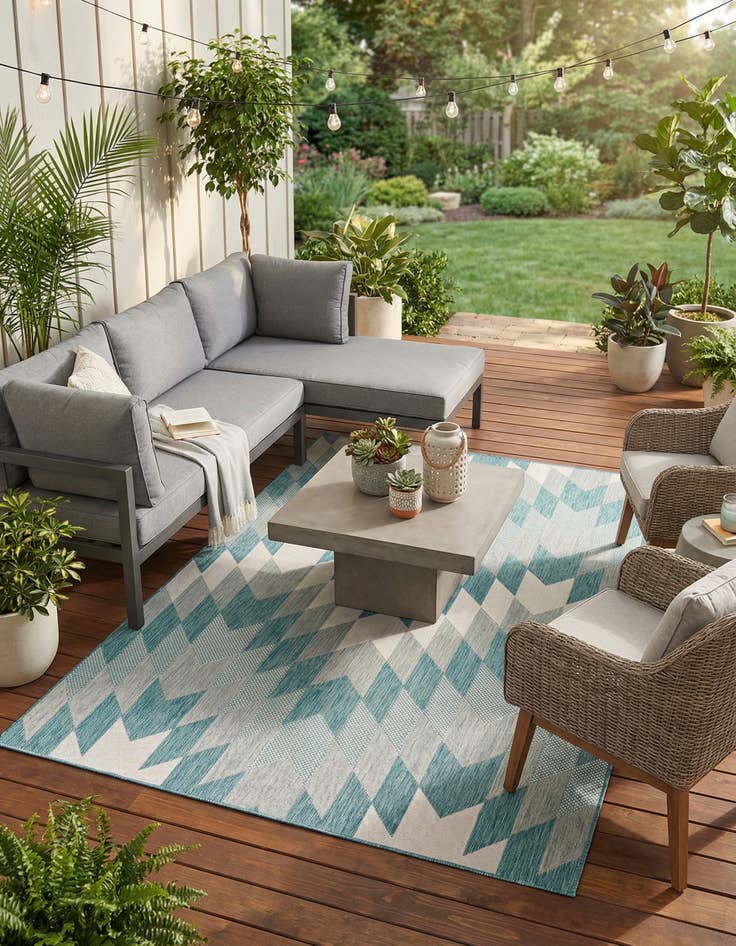 Detail image of 6' x 9' Easy-Clean Modern Indoor / Outdoor Rug