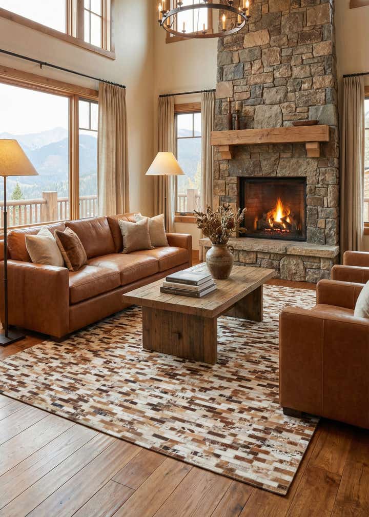 5' 2 x 8' Cowhide Leather Rug