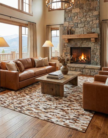 5' 2 x 8' Cowhide Leather Rug