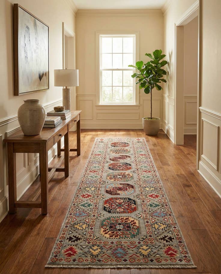 Detail image of 2' 8 x 9' 9 Hand Knotted Kazak Runner Rug