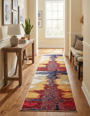 Orange Washable Casablanca Runner Rug