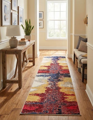 Orange Washable Casablanca Runner Rug