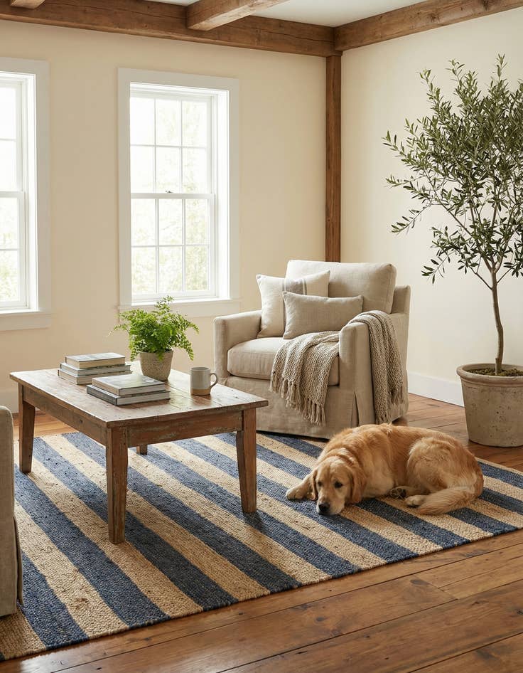 Detail image of 5' 1 x 8'  Hand Braided Jute Rug