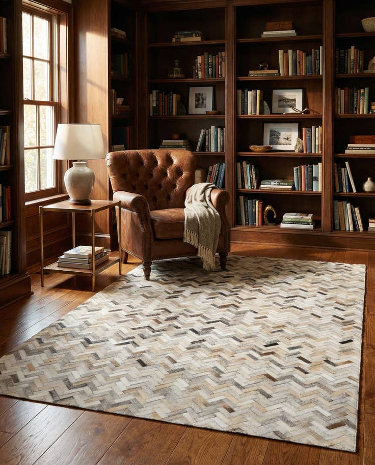 Detail image of 4' 10 x 7' 10 Cowhide Stocks Rug