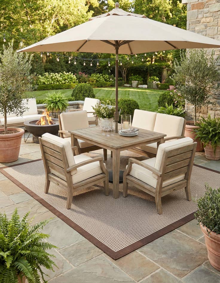 Detail image of 10' x 10'  Washable Border Indoor / Outdoor Square Rug