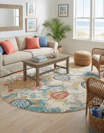 Beige Washable Amalfi Round Rug