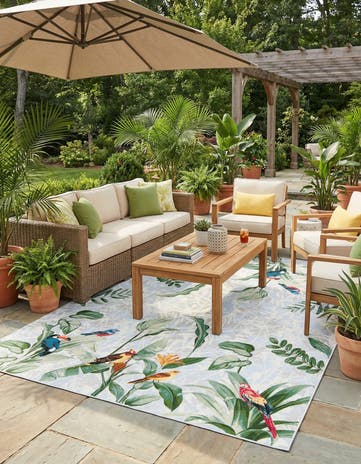 Easy-Clean Botanical Indoor / Outdoor Rug