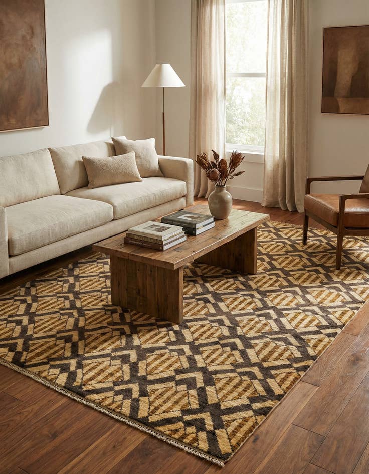 Detail image of 5' x 6' 7  Hand Knotted Modern Ziegler Wool Rug