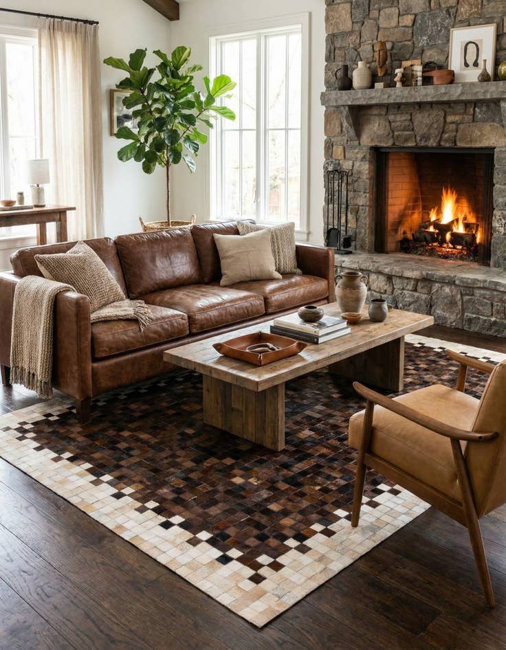 Detail image of 5' x 8' Cowhide Stocks Rug