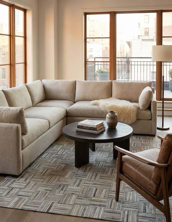 Detail image of  7' 10 x 7' 10 Cowhide Leather Square Rug