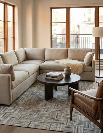 7' 10 x 7' 10 Cowhide Leather Square Rug