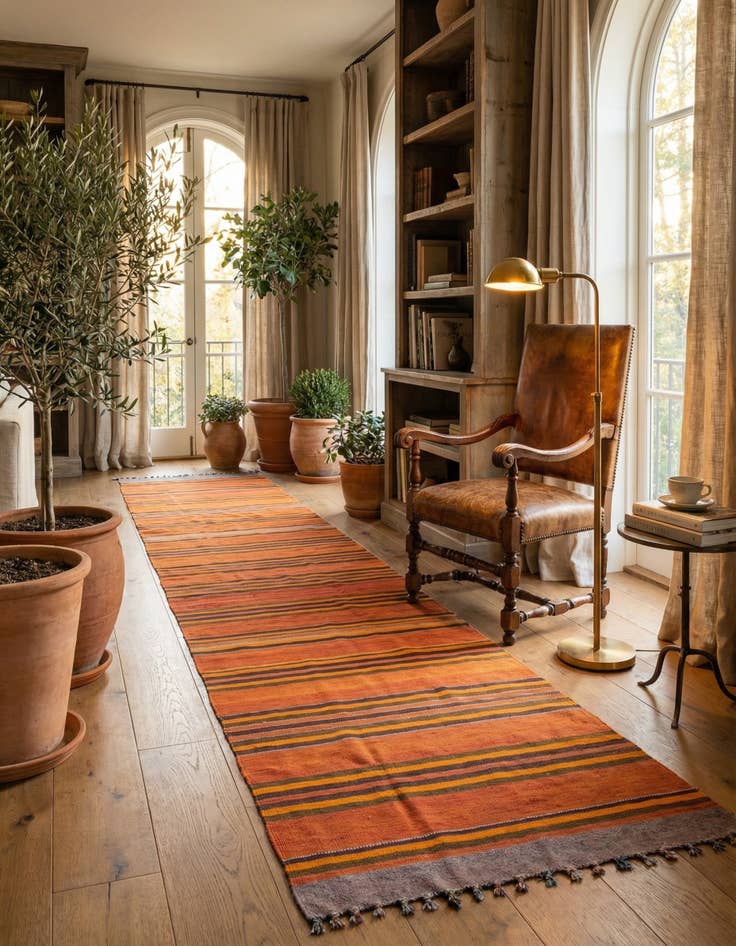 Detail image of 4' 2 x 13' 4  Hand Woven Kilim Fars Wool Runner Rug