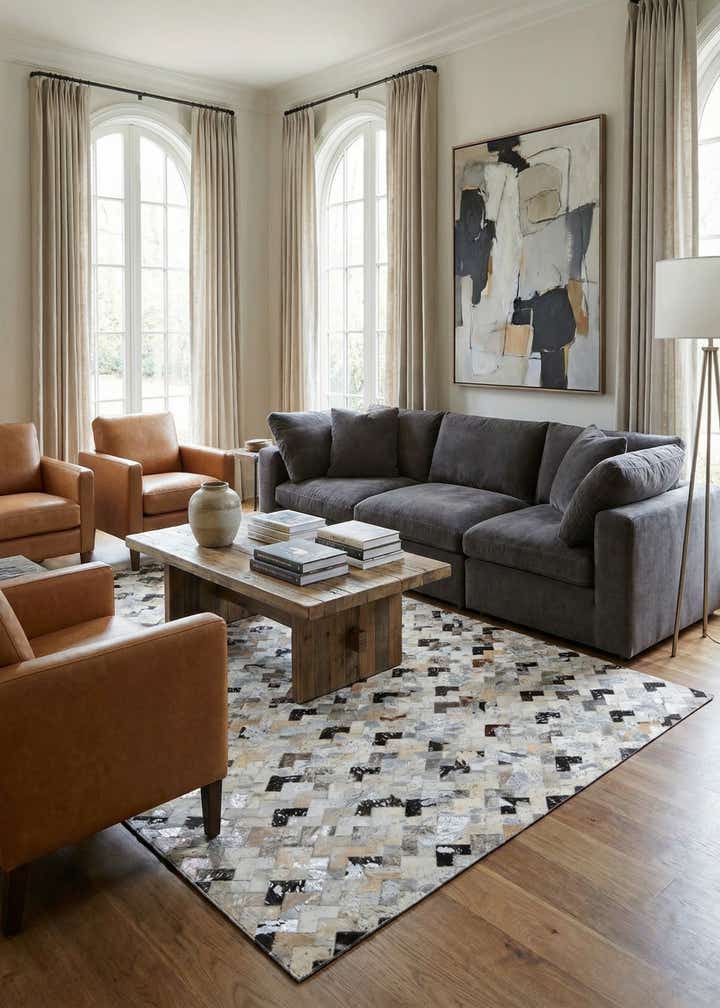 5' x 7' 10 Cowhide Leather Rug