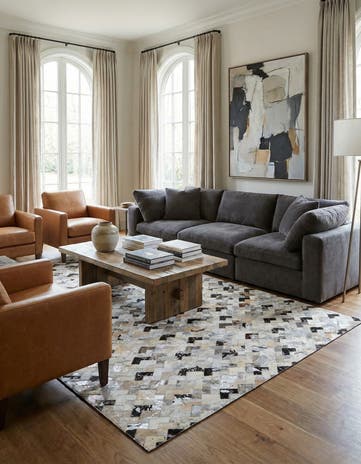 5' x 7' 10 Cowhide Leather Rug