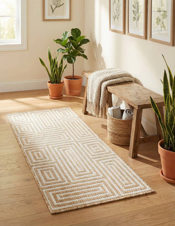 Detail image of 2' x 4'  Washable Modern Indoor / Outdoor Runner Rug