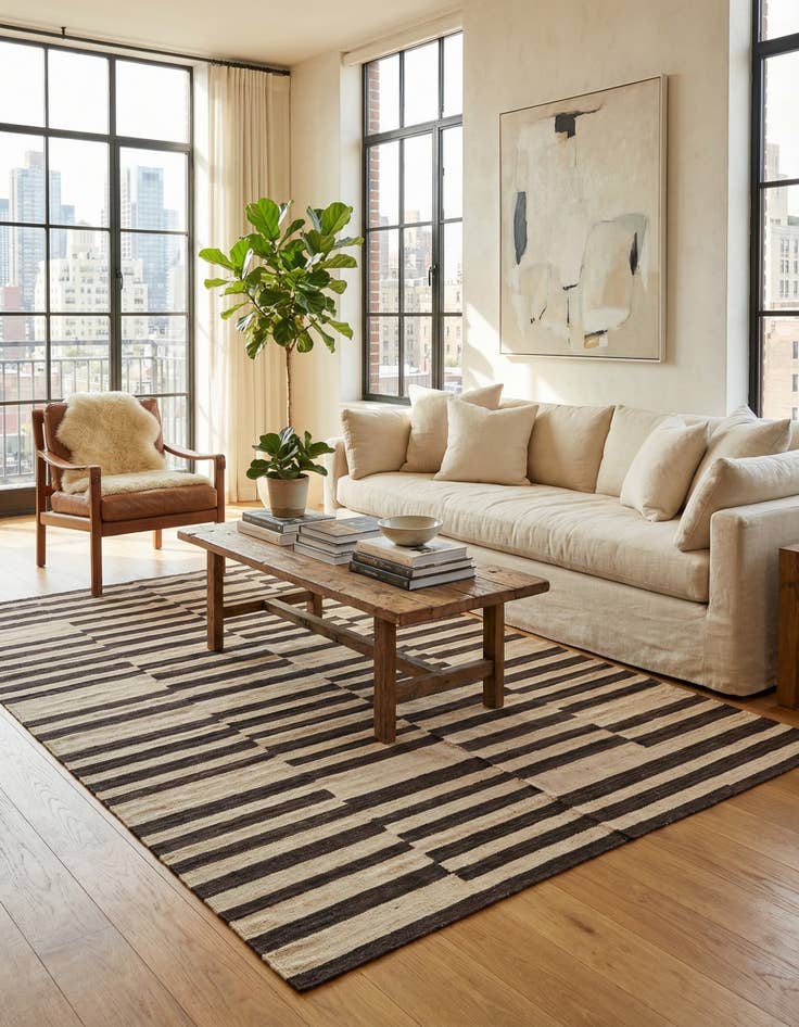 Detail image of 6' 6 x 9' 8  Hand Woven Kilim Modern Wool Rug