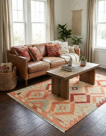 3' 4 x 5' 3 Hand Woven Kilim Waziri Wool Rug