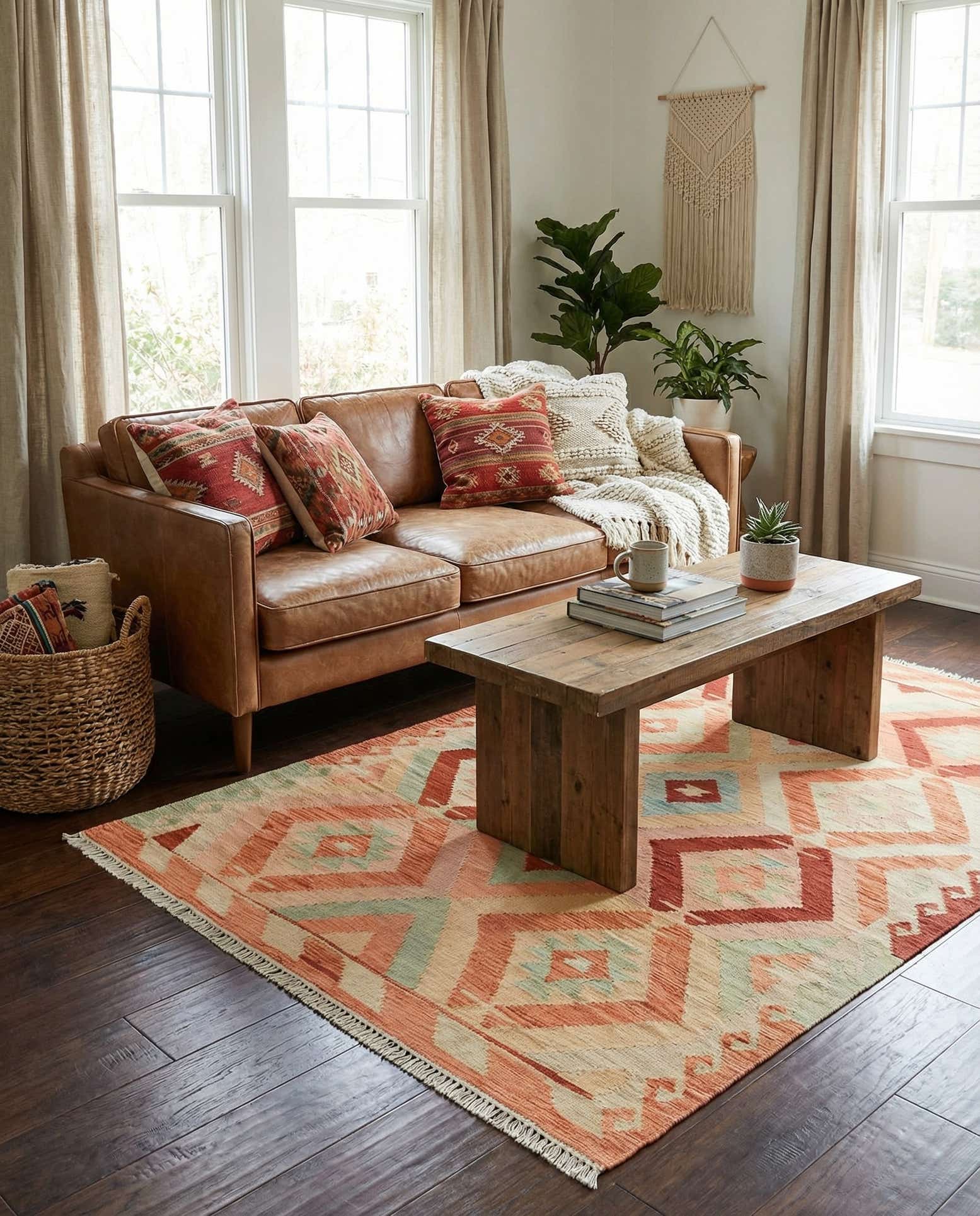 3' 4 x 5' 3 Hand Woven Kilim Waziri Wool Rug