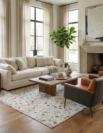 8' x 9' 10 Cowhide Leather Rug