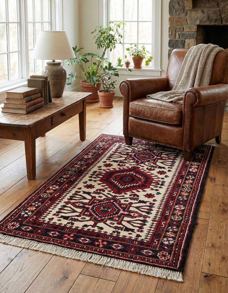 Detail image of 3' 1 x 5' 2 Hand Knotted Heriz Wool Rug