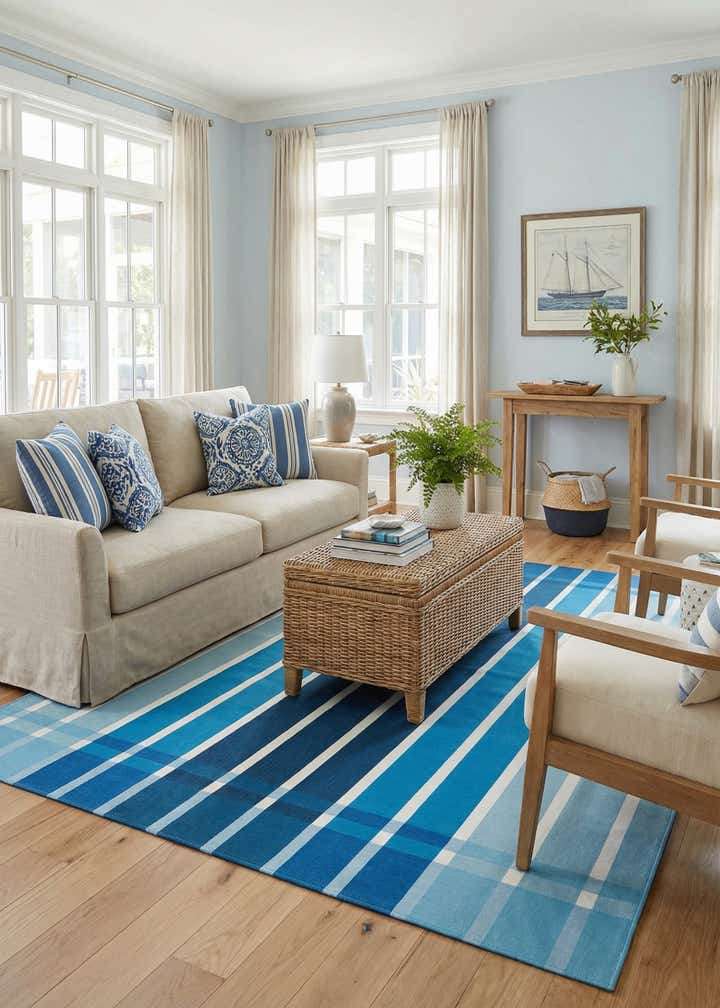 6' x 9' Easy-Clean Striped Indoor / Outdoor Rug