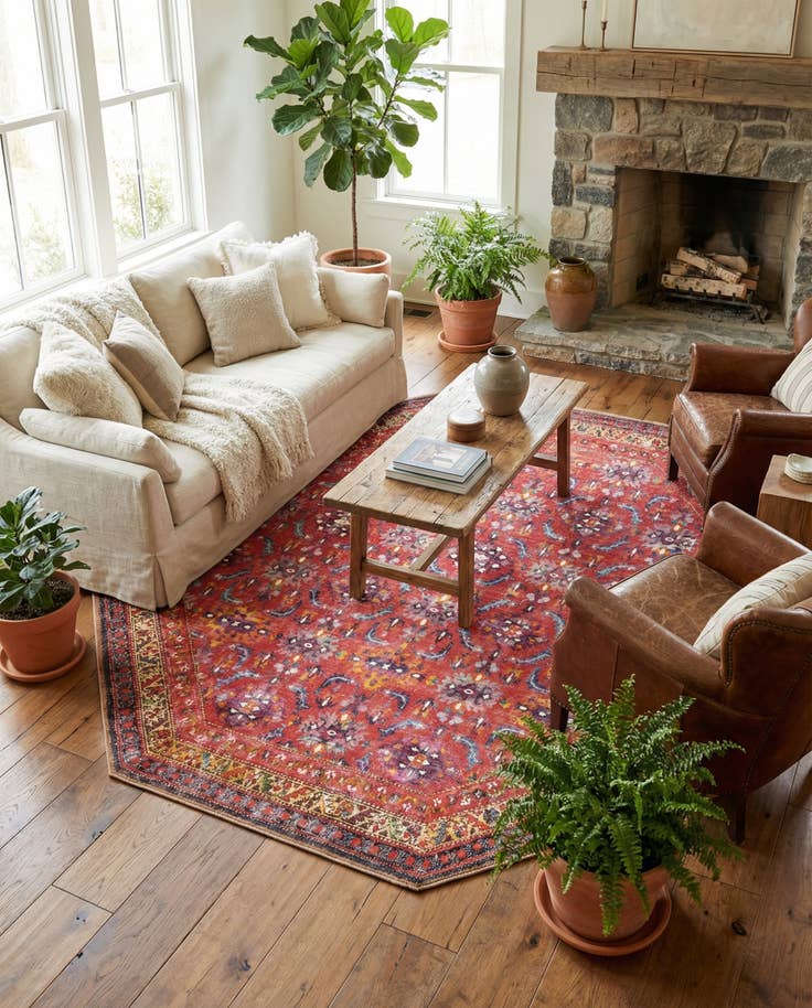 Detail image of 7' 6 x 7' 6 Washable Timeless Octagon Rug