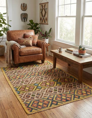 3' 4 x 5' Hand Woven Kilim Maymana Wool Rug