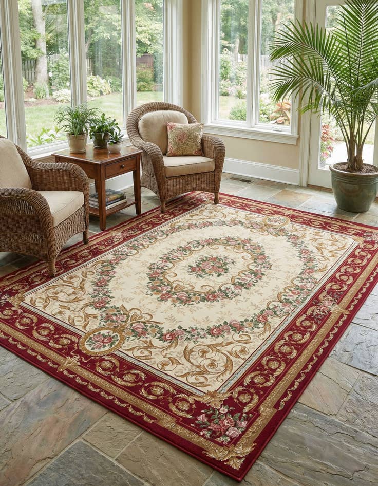 Detail image of 9' x 12'  Washable Traditional Indoor / Outdoor Rug