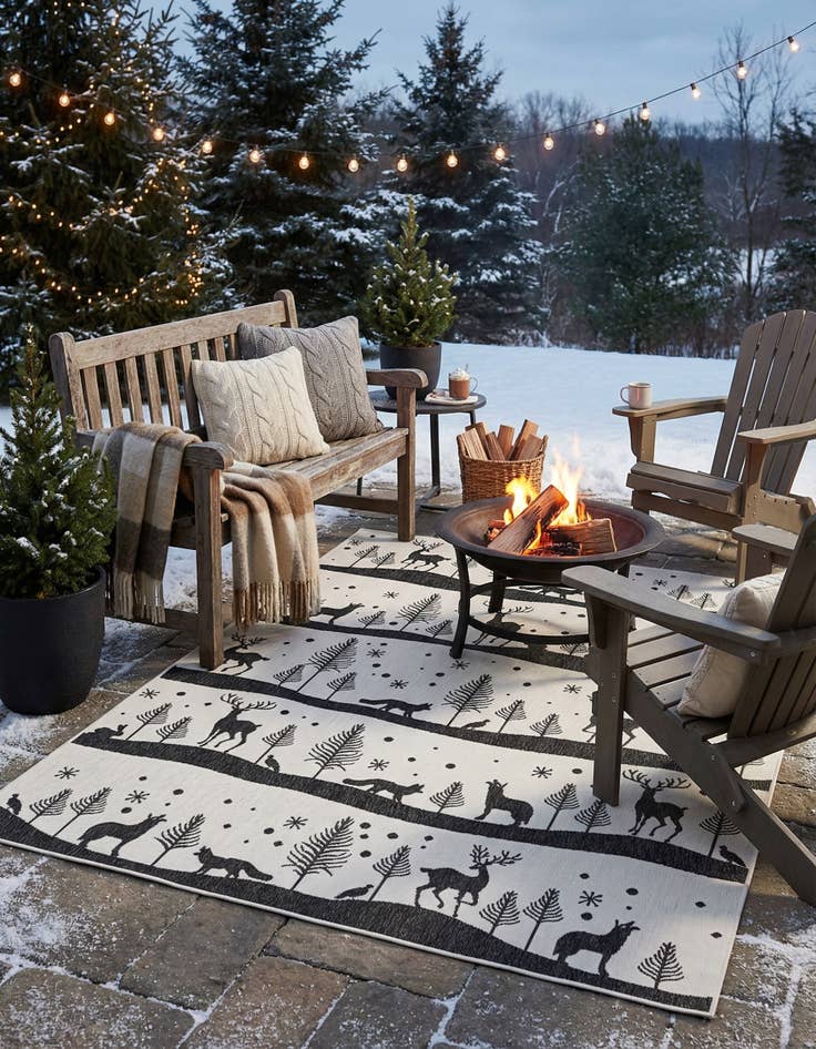 Detail image of 7' 10 x 10' Easy-Clean Holiday Indoor / Outdoor Rug