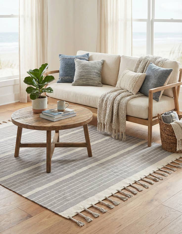 Detail image of  7' 1 x 7' 1  Hand Woven Chindi Cotton Square Rug