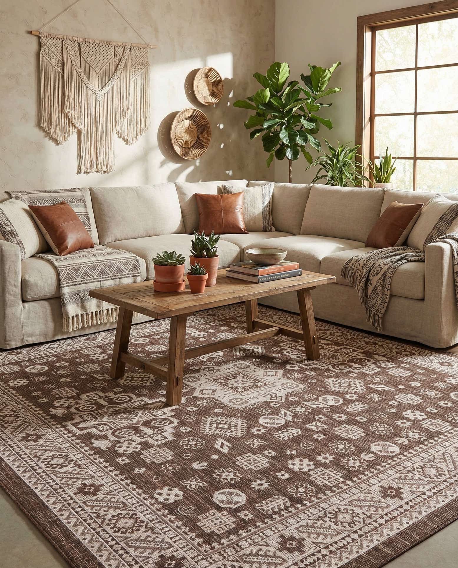 10' x 10' Easy-Clean Aztec Indoor / Outdoor Square Rug