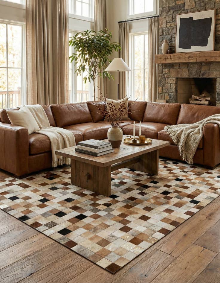 Detail image of  5' 1 x 8' 1 Cowhide - Patchwork Rug