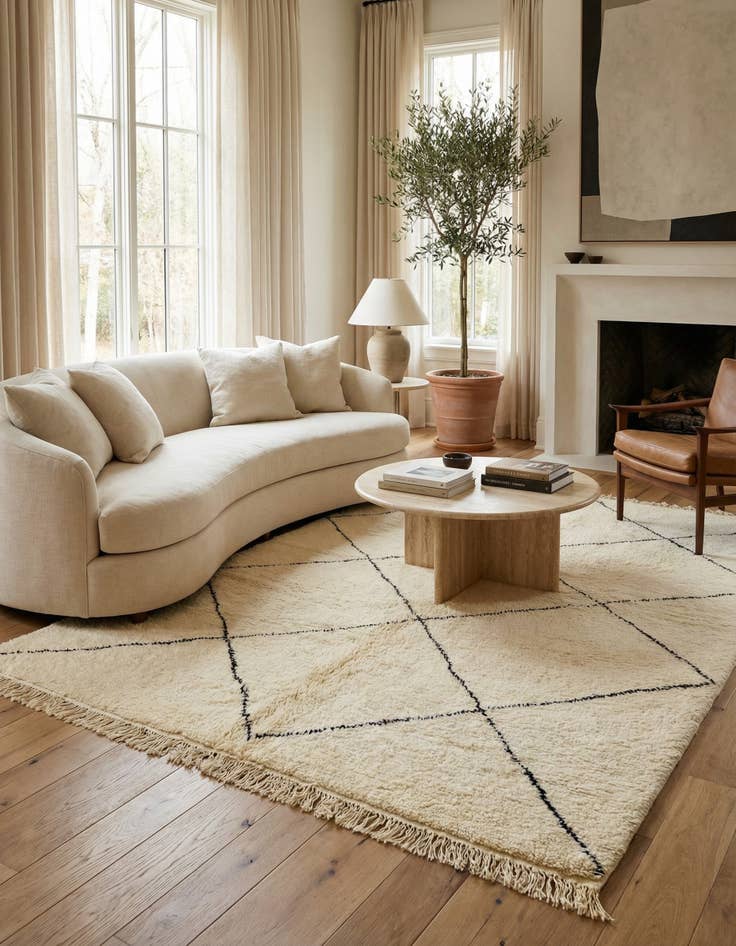 Detail image of 6' 7 x 8'  Hand Knotted Moroccan Wool Rug