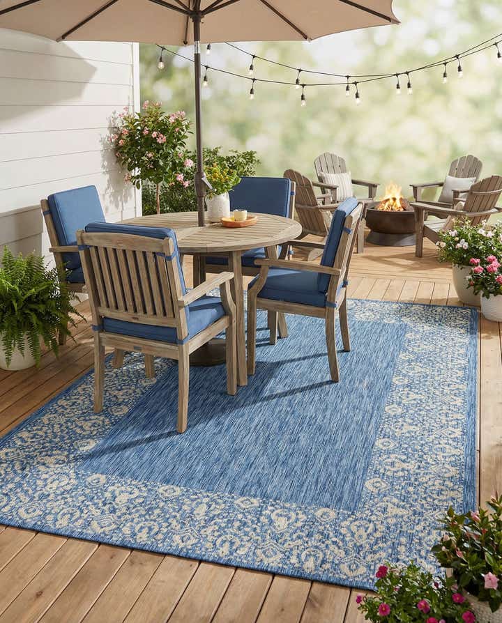 7' x 10' Easy-Clean Border Indoor / Outdoor Rug