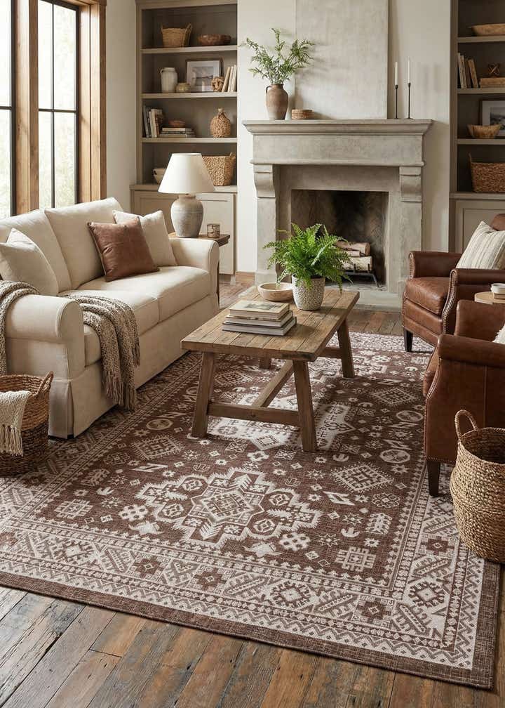 7' x 10' Easy-Clean Aztec Indoor / Outdoor Rug