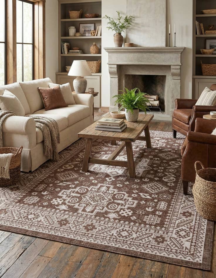 Detail image of 7' x 10'  Washable Aztec Indoor / Outdoor Rug