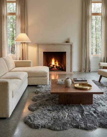 Gray Natural Sheepskin Square Rug