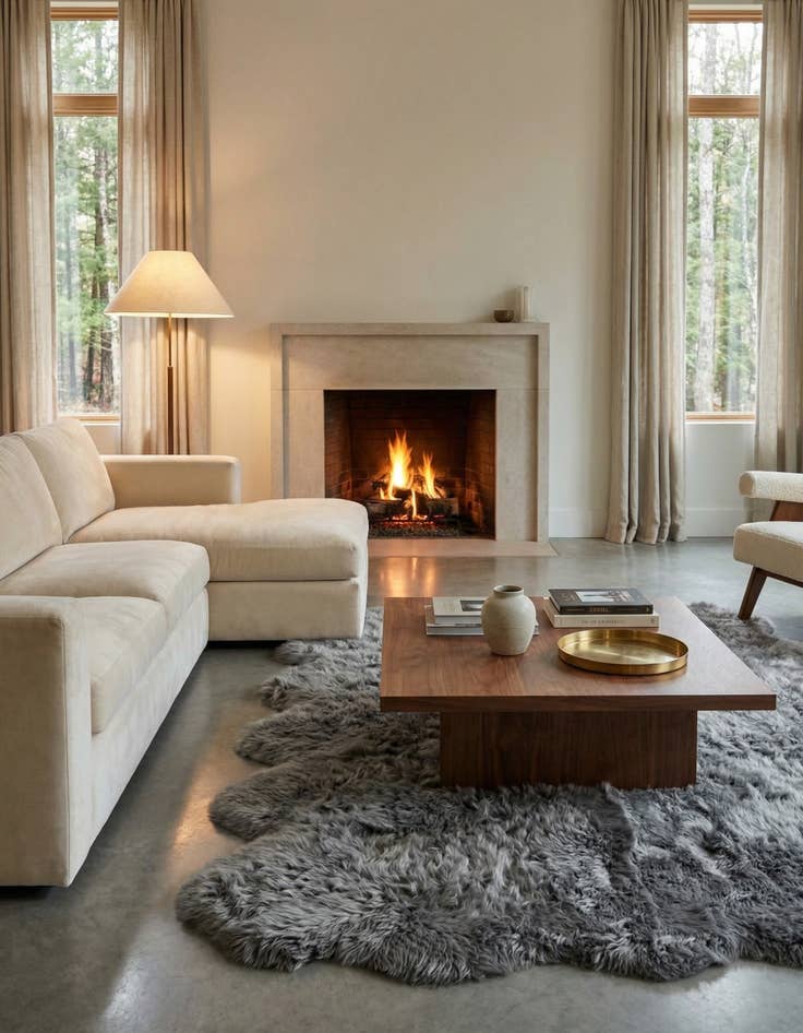 Detail image of 6' x 6' Natural Sheepskin Square Rug