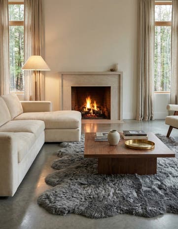 Gray Natural Sheepskin Square Rug