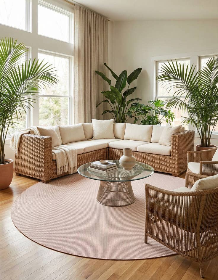 Detail image of 10' x 10' Easy-Clean Jill Zarin Palm Springs Indoor / Outdoor Round Rug