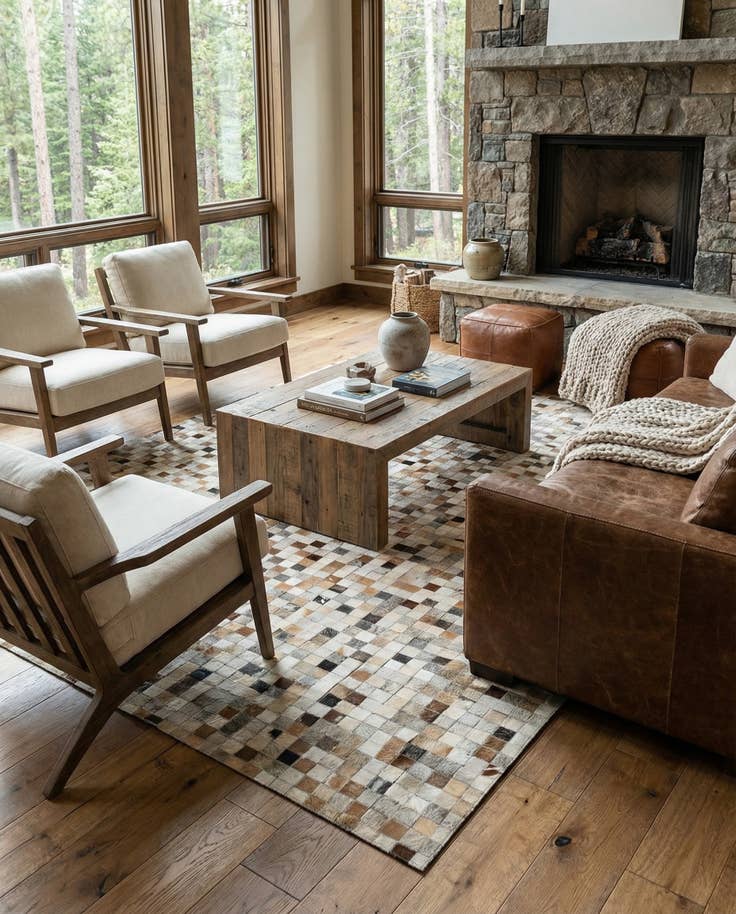 Detail image of 5' 1 x 8' 1 Cowhide - Patchwork Rug