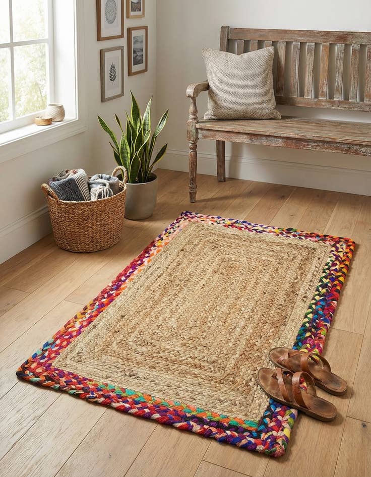 Detail image of  2' x 3' 1  Hand Braided Jute Rug