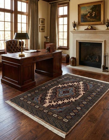 4' 3 x 6' 3 Hand Knotted Bokhara Oriental Wool Rug