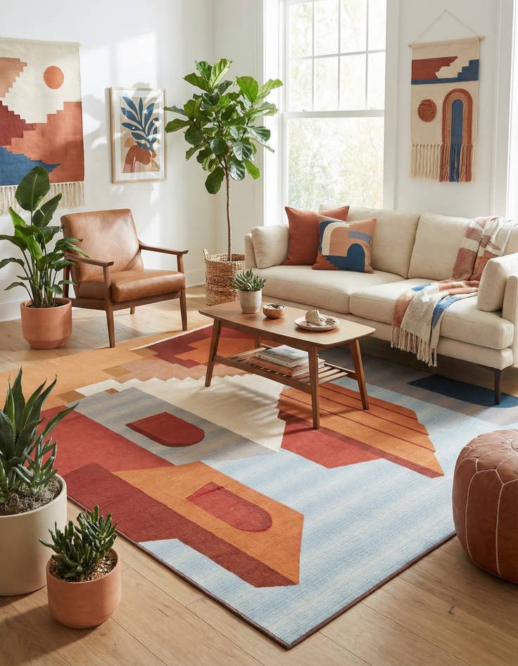 Detail image of  7' 10 x 10'  Washable Modern Indoor / Outdoor Rug