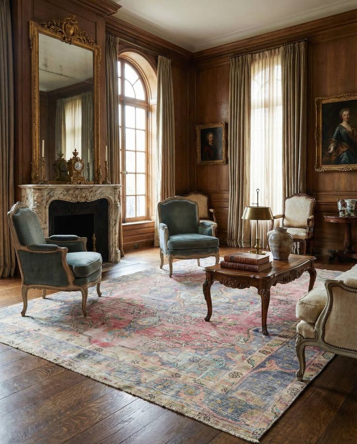 Detail image of 6' 6 x 9' Hand Knotted Ultra Vintage Persian Wool Rug