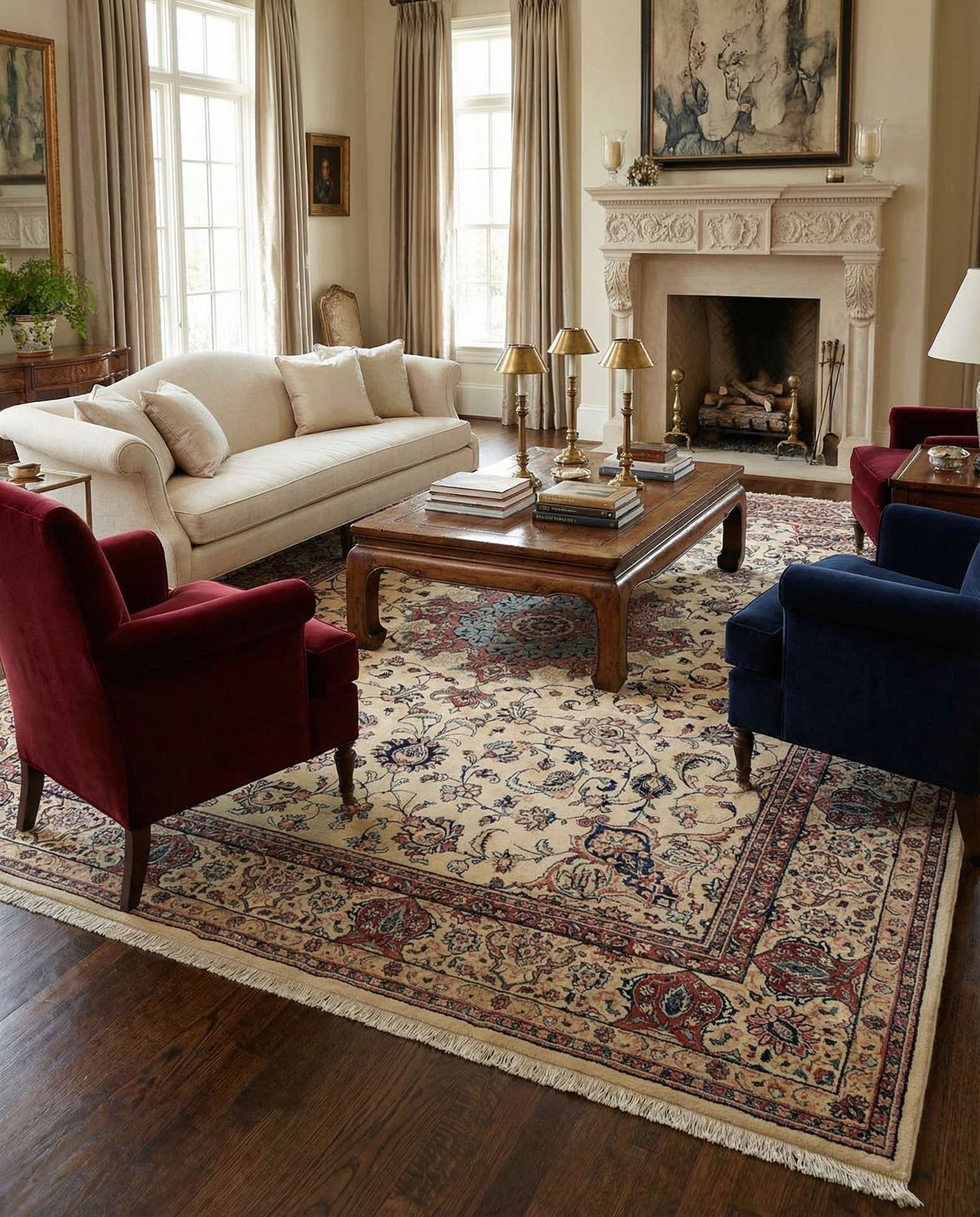 8' 11 x 12' 5 Hand Knotted Kashan Persian Wool Rug