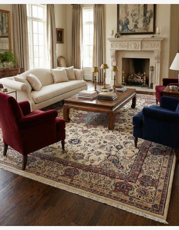 8' 11 x 12' 5 Hand Knotted Kashan Persian Wool Rug